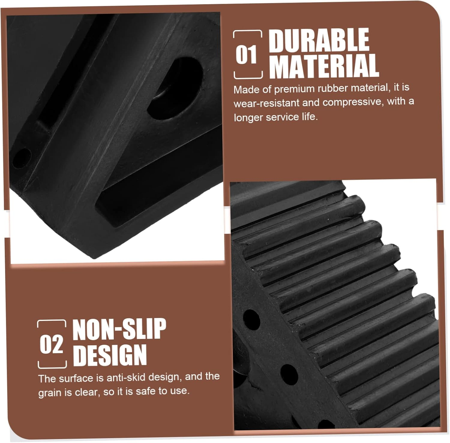 MERRYHAPY Portable Rubber Wheel Chocks Car Stopper Non Slip Tyre Stopper for Wheel Protection in Garage image number 3