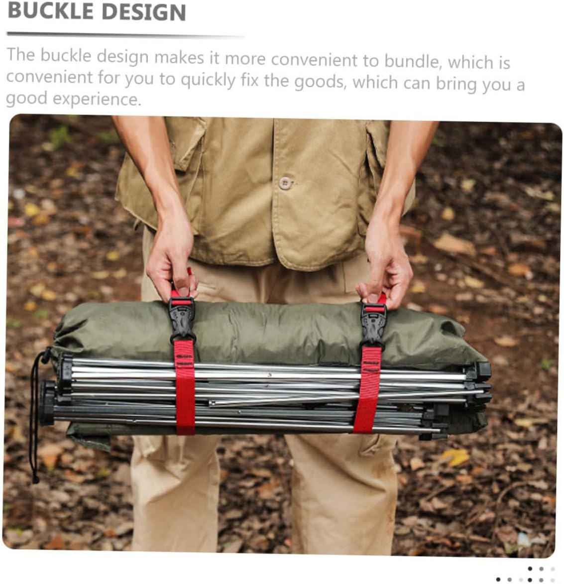 BESPORTBLE 2Pcs Outdoor Nylon Luggage Fixing Straps with Buckle Quick Release Camping Packing Belts 1.5M Sturdy Bundling Straps for Travel and Hiking Gear image number 5