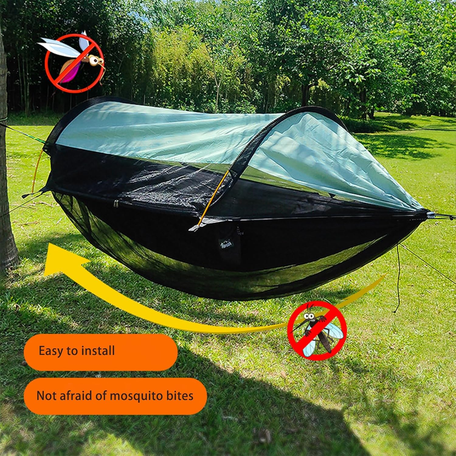 Lightweight & Portable Hammock Mosquito Net, Full Wrap Protection for Outdoor Camping, Backyard, Garden & Hiking Travel 285 * 155Cm image number 3