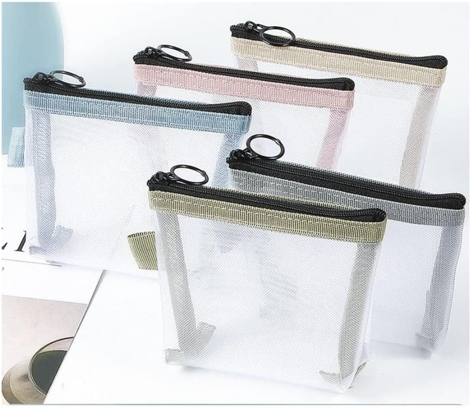 2PCS Mini Makeup Bags, Zipper Mesh, Portable Small Makeup Pouch, Mini Storage Bag for Coin, Lipstick, Jewelry - B image number 4