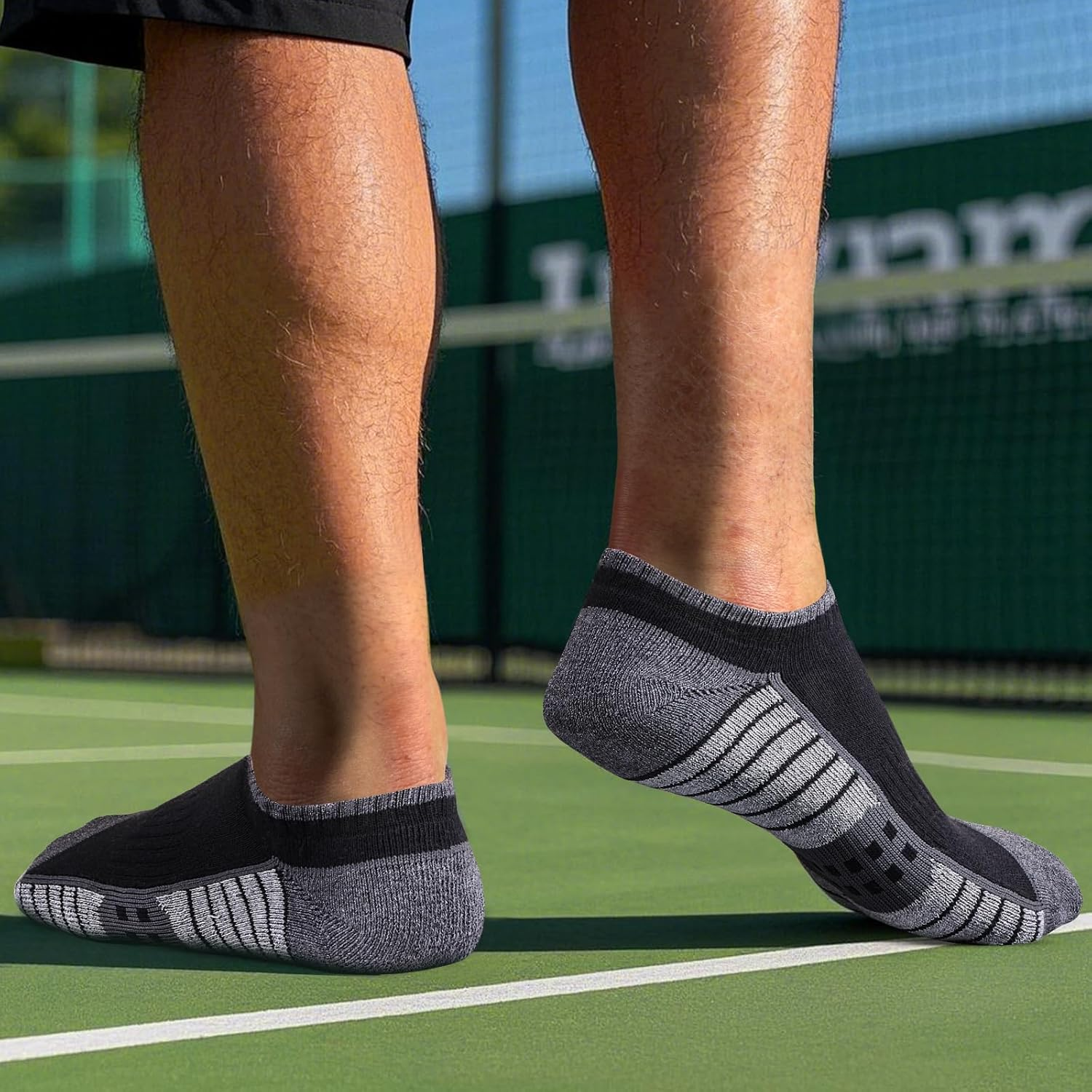 YUEDGE Mens Ankle Socks for Men, Breathable Wicking Cushioned Running Socks Low Cut Gym Atheltic Sports Socks, 5 Pairs/Pack image number 6