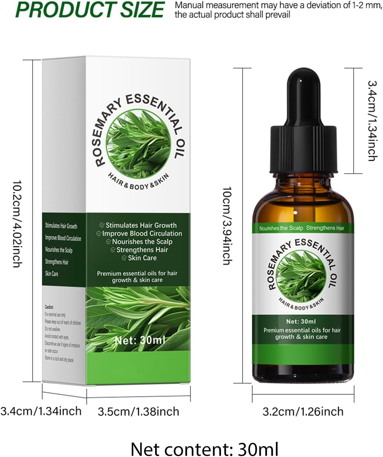 Rosemary Oil for Hair,30Ml Pure Hair Growth Oil | Nourishing Hair Oil for All Hair Types - Prevents Hair Loss image number 2
