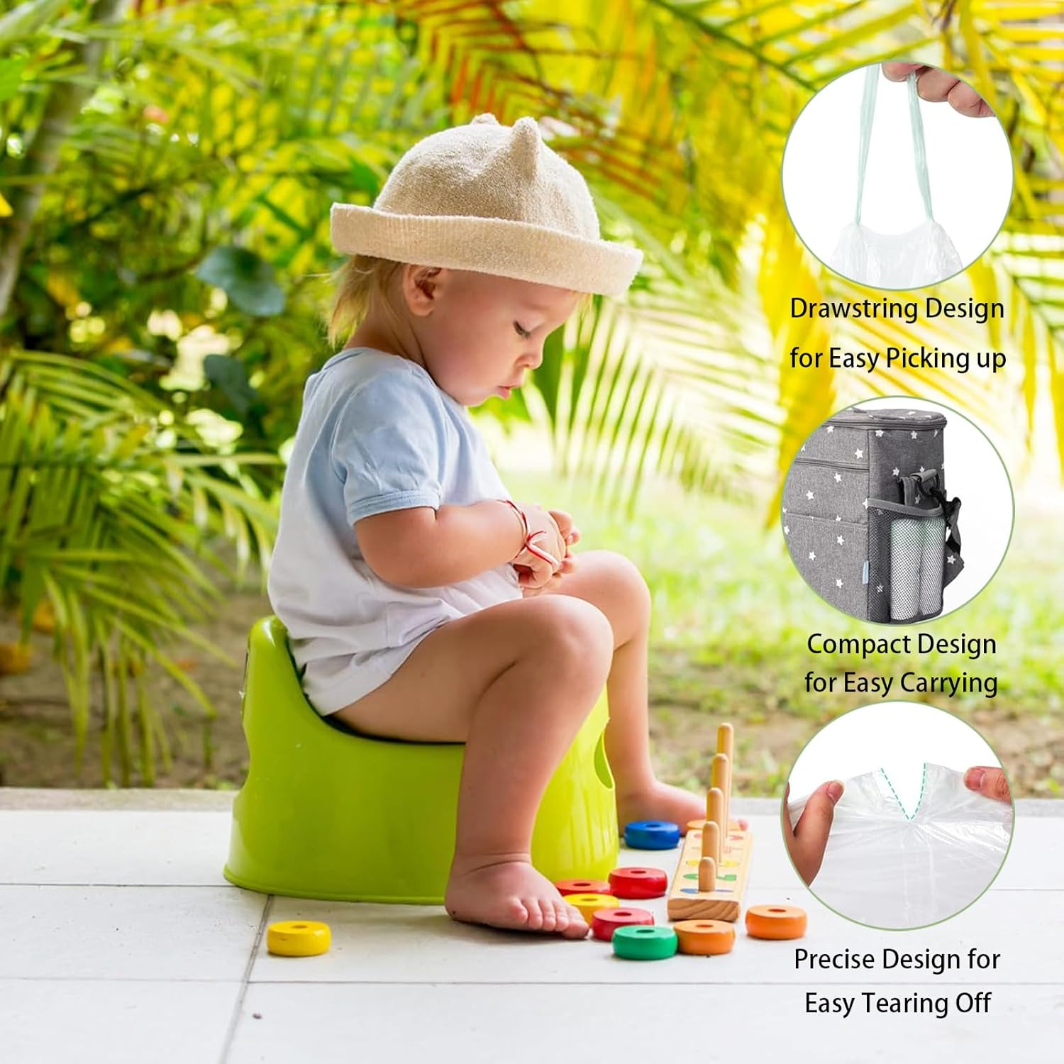 100 PCS Training Seat Cleaning Bag, Toilet Seat Cleaning Bag with Drawstring,Portable Universal Potty Trainer Liners, Suitable for Pet Outdoors (17.32" X 9.45"Inch) image number 5