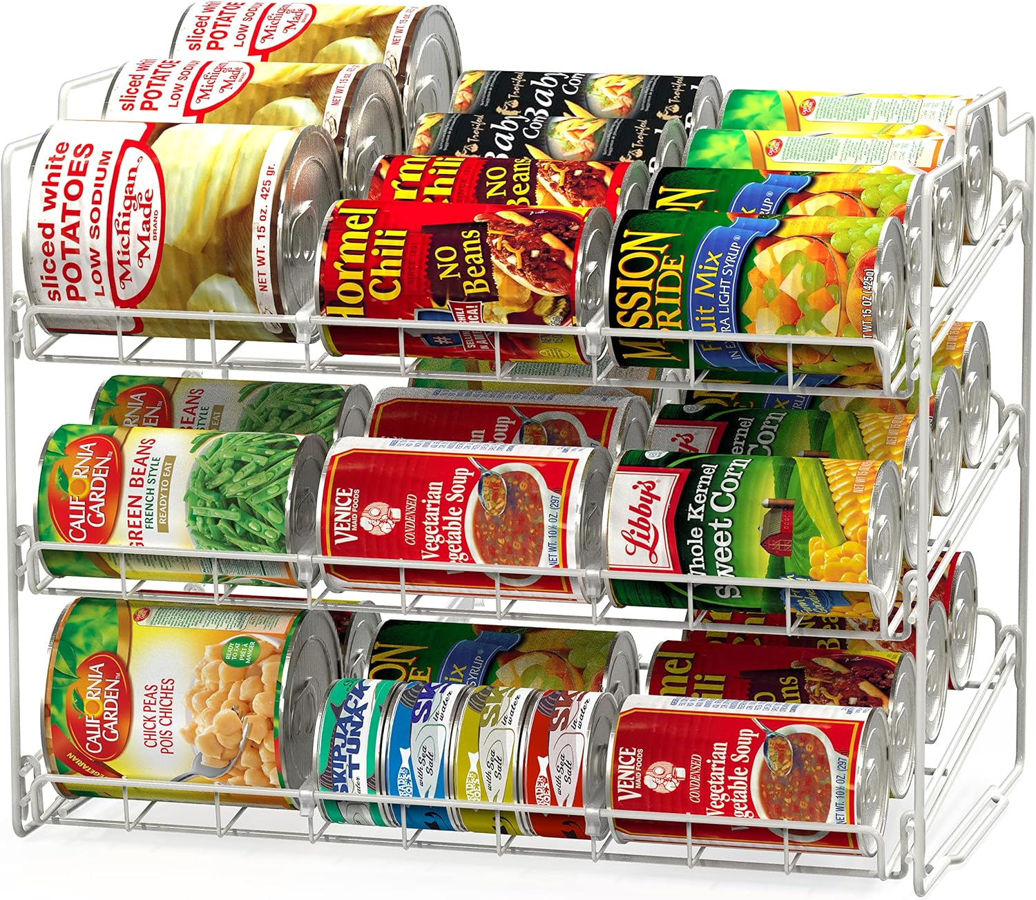 Decobros Supreme Stackable Can Rack Organiser, Chrome Finish