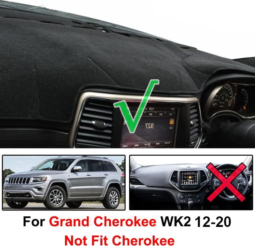 Dash Cover Mat Fit for Jeep Grand Cherokee WK2 Overland SRT8 Trailhawk 2012-2020 Accessories Dashboard Cover Non Slip Pad Dashboard Mat Protector Sunshade No Glare