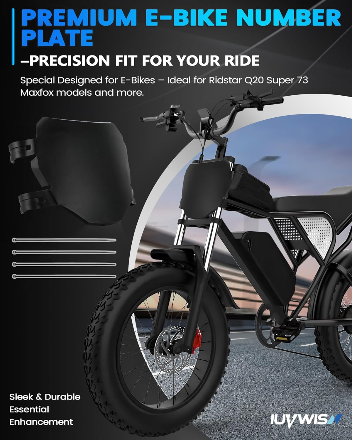 Electric Bike Number Plate E Bike Front Plate Compatible Fit for Ridstar Q20 Super 73 S1 S2 Y1 RX Macfox X1S X1S X X2 Commuter Ebike Electric Mountain Bike Black - Blue image number 6