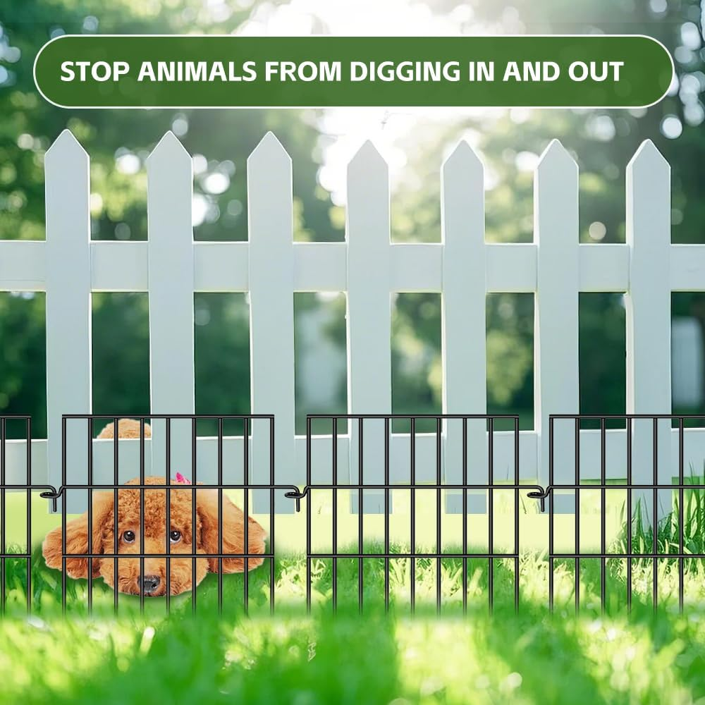 Springup 10 Panels Animal Barrier Fence Garden Fence No Diging Dog Fence Border Rustproof Metal Decorative Fences Blocker for Outdoor, Yard, Patio 42.5X32Cm image number 1