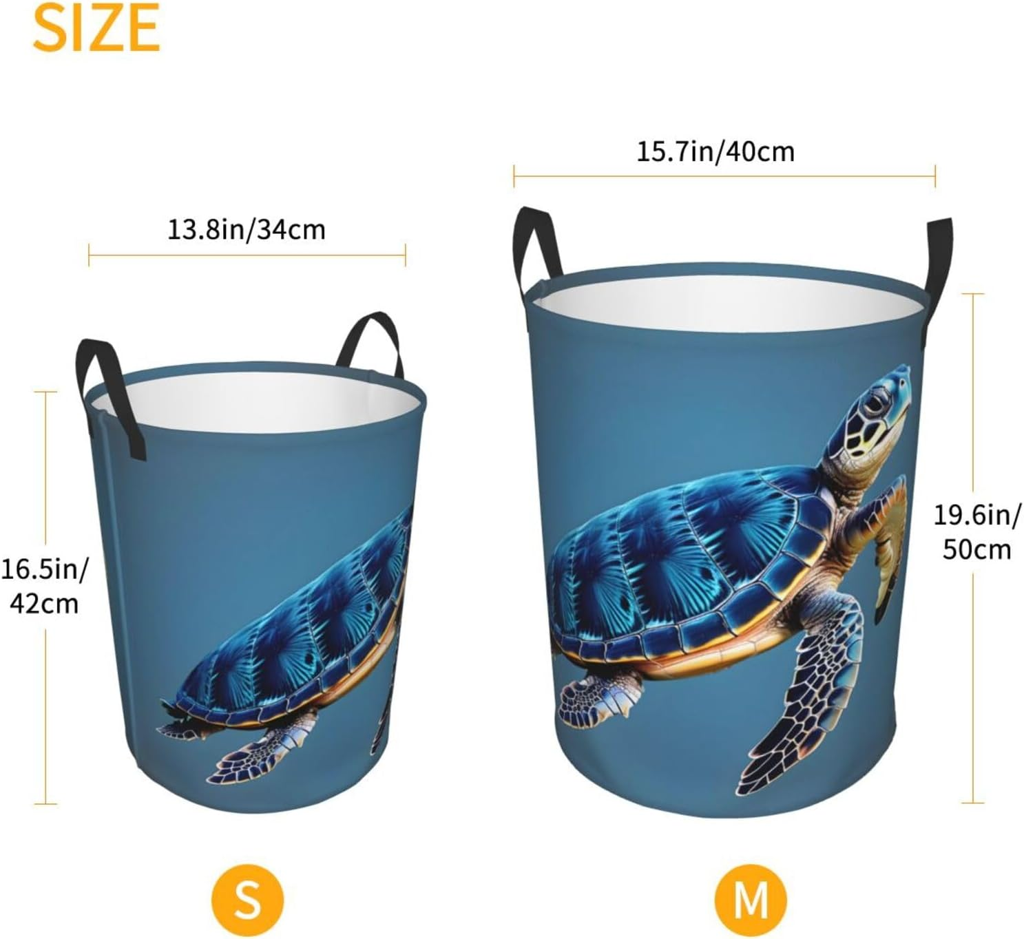 Blue Sea Turtle Pint Printing Circular Storage Hamper &Acirc;&euro;&ldquo; Easy-Carry Handles, Perfect for Christmas, Fits in Any Room image number 2