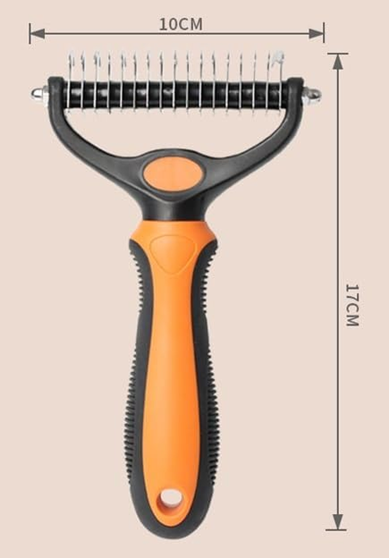 Undercoat Rake for Dogs, 2 in 1 Dematting Comb & Deshedding Tool for Long Hair Pets, Pet Hair Grooming Brush, Clear Mats and Tangles, Reduces Shedding (Orange, One Size) image number 1