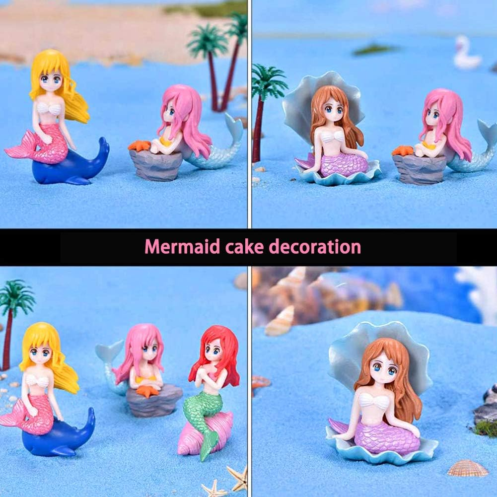 Cake Toppers Mermaid Cake Decoration Kids Cupcake Toppers Birthday Topper Mermaid Party Decorations Cake Ornaments for Girls Mermaid Shell 4 Pcs image number 5