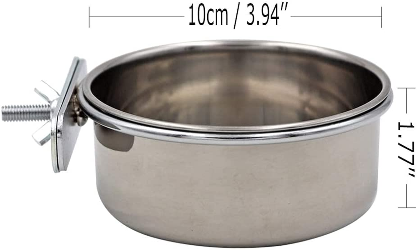 Tfwadmx 2 Pack Bird Feeding Dish Cups, Parrot Food Bowl Clamp Holder - Stainless Steel Coop Cup, Bird Cage Water Bowl for Parakeet African Greys Conure Cockatiels Lovebird Budgie Chinchilla - Silver image number 6