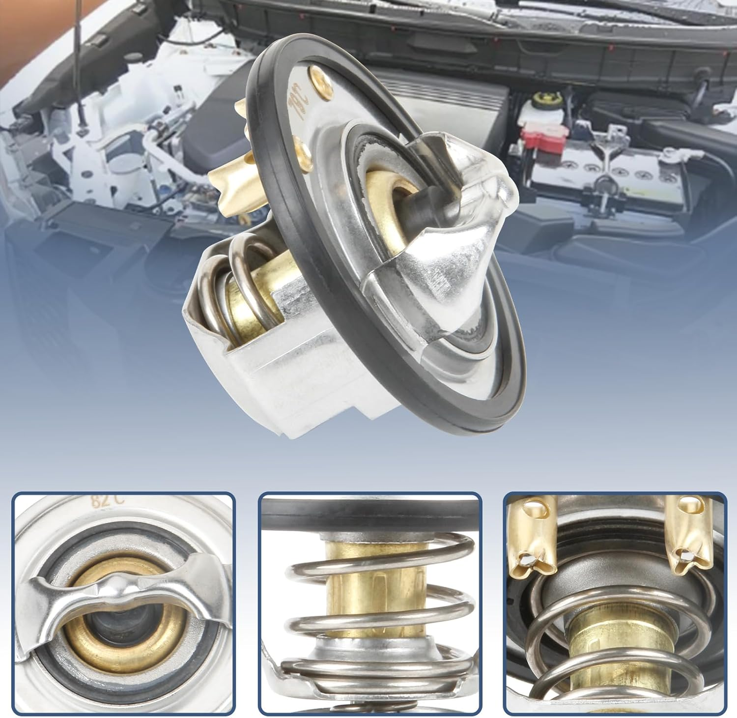 MITZONE Front & Rear Thermostat Kit with Seal Compatible with 2001-2017 Chevy Silverado 2500 HD 3500 Express 2500 3500 GMC Sierra 2500 HD 3500 Savana 2500 3500 6.6L Diesel image number 2