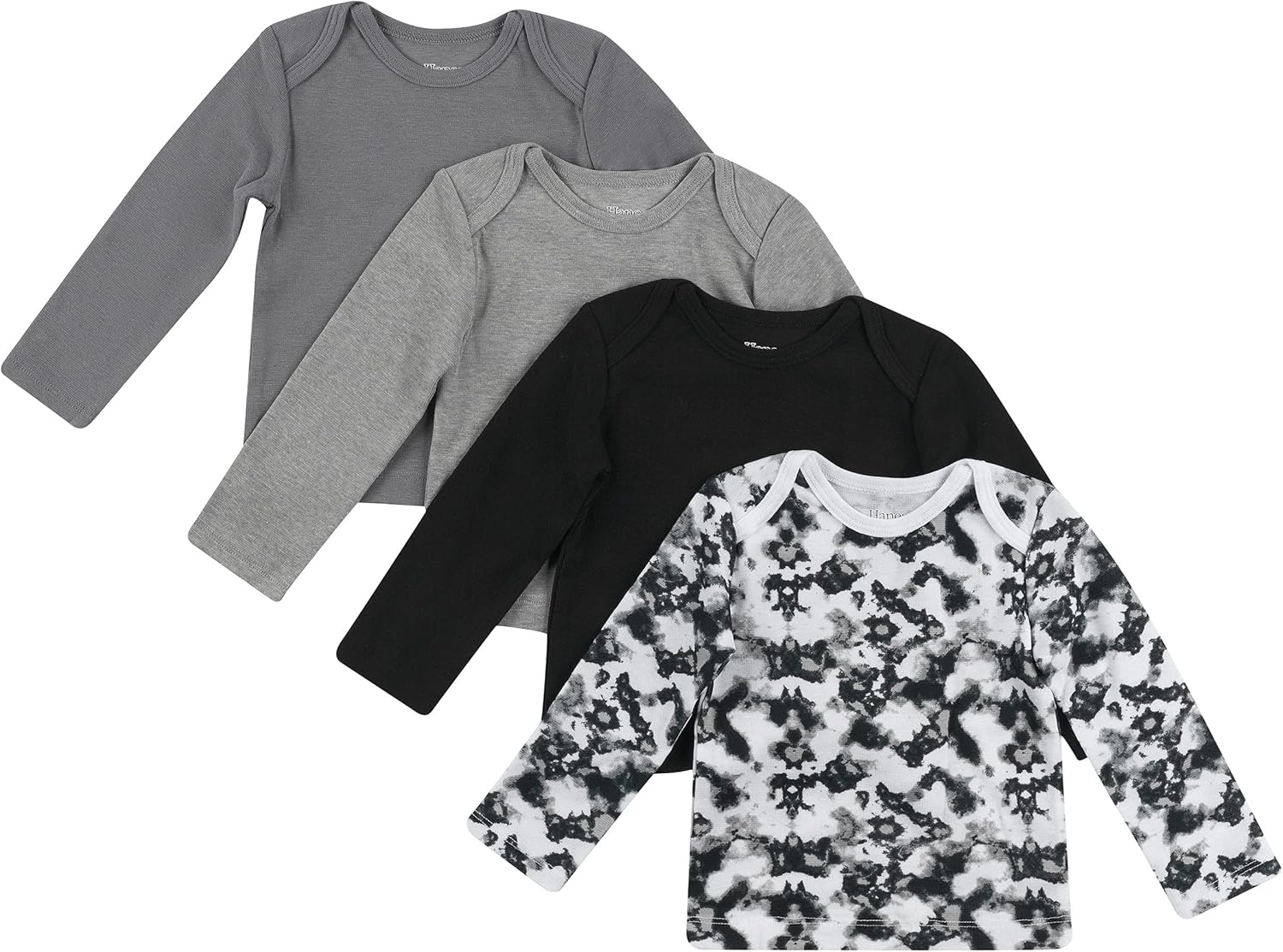 Hanes Baby Long Sleeve T-Shirt, Ultimate Flexy Knit Tee for Boys & Girls, 4-Pack