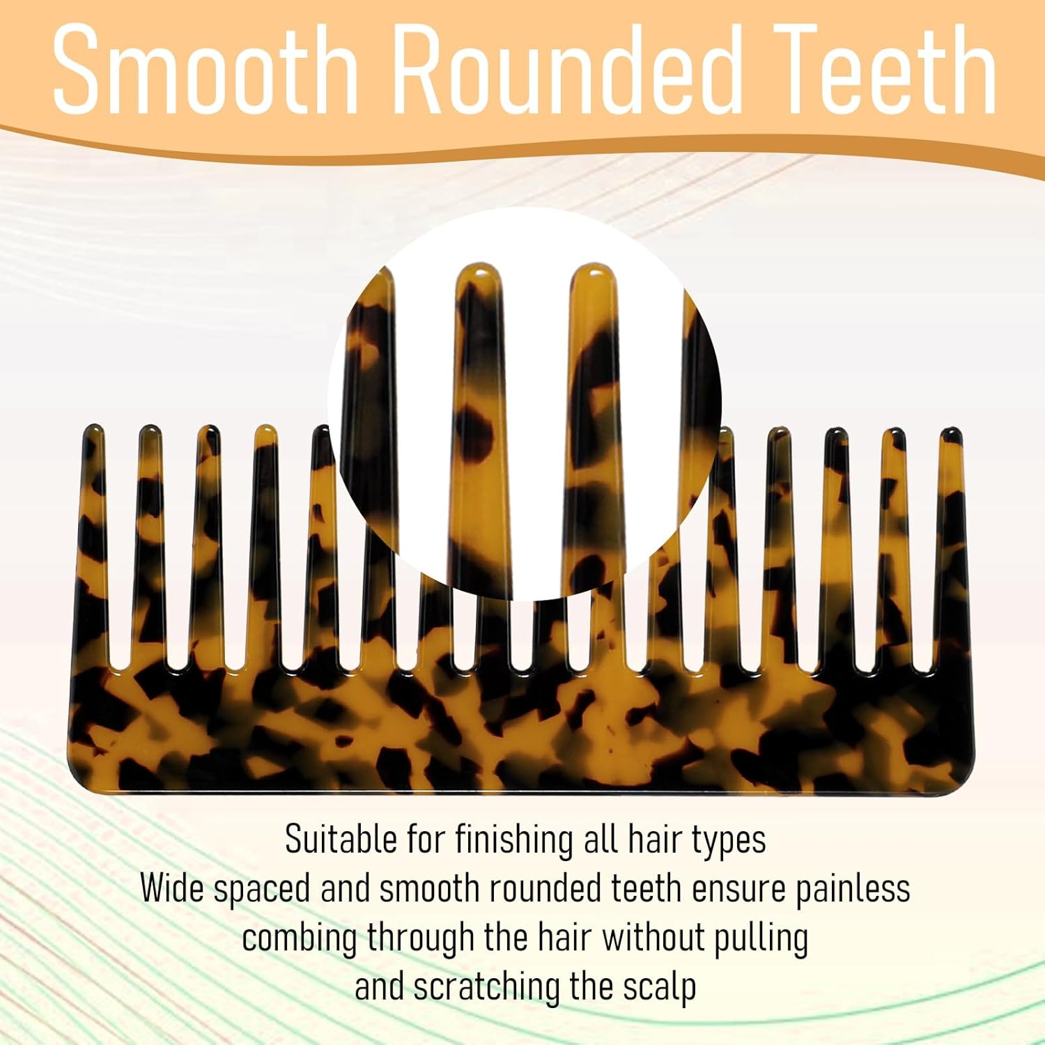 2-Piece Detangling Comb for Long Hair Acetate Detangling Comb Wide Teeth Comb for Wet and Dry Hair Thick Curly Wavy Hair for Women image number 3