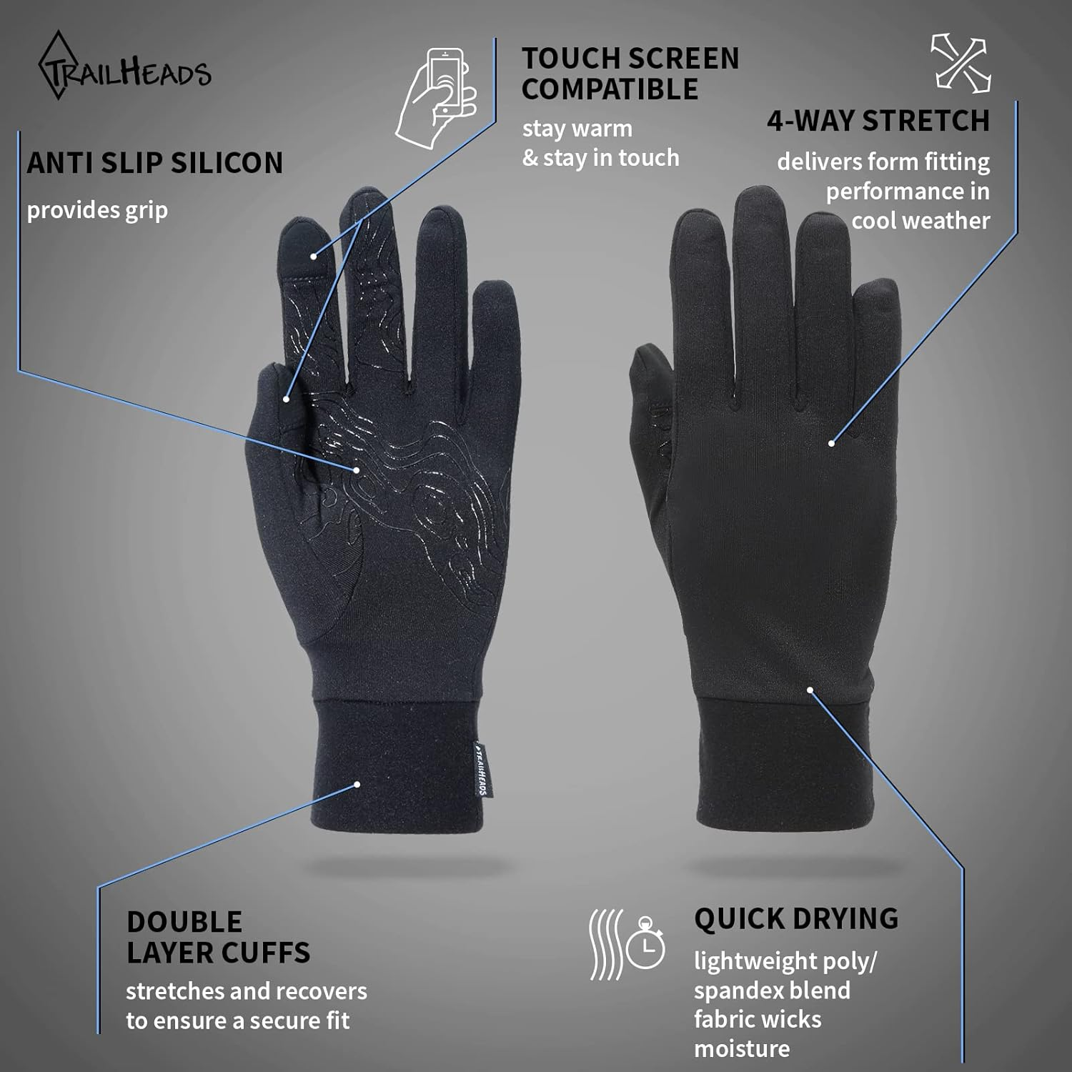 Trailheads Running Gloves | Lightweight Gloves with Touchscreen Fingers image number 6
