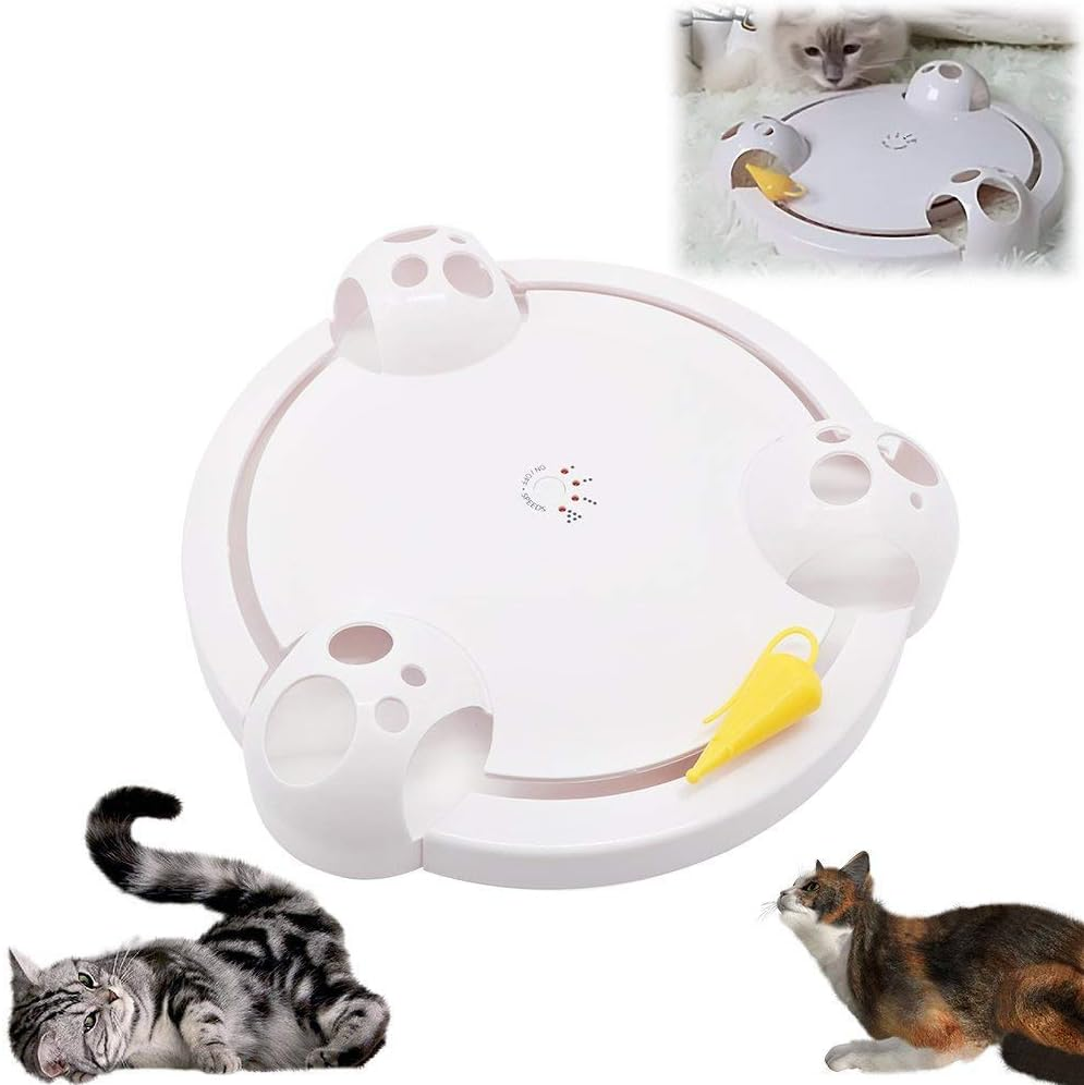 EZONEDEAL Cat Toys Interactive, Automatic Cat Scratch Mouse Game Disc Cat Toys Joy Disc Mouse Turntable Board Electric Amusement Plate Non-Slip and Durable Multi-Mode to Improve Intelligence for Indoor Cats image number 2