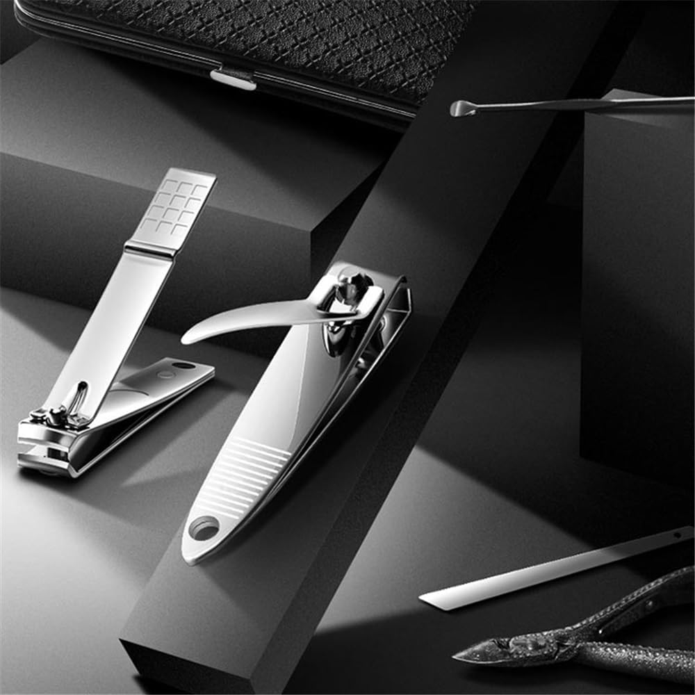 Tools Manicure Set Home Ear Spoon Clippers Men'S Nail Clippers Black 16 Pieces Diagonal Exfoliation Stainless Steel Nail Clippers Professional