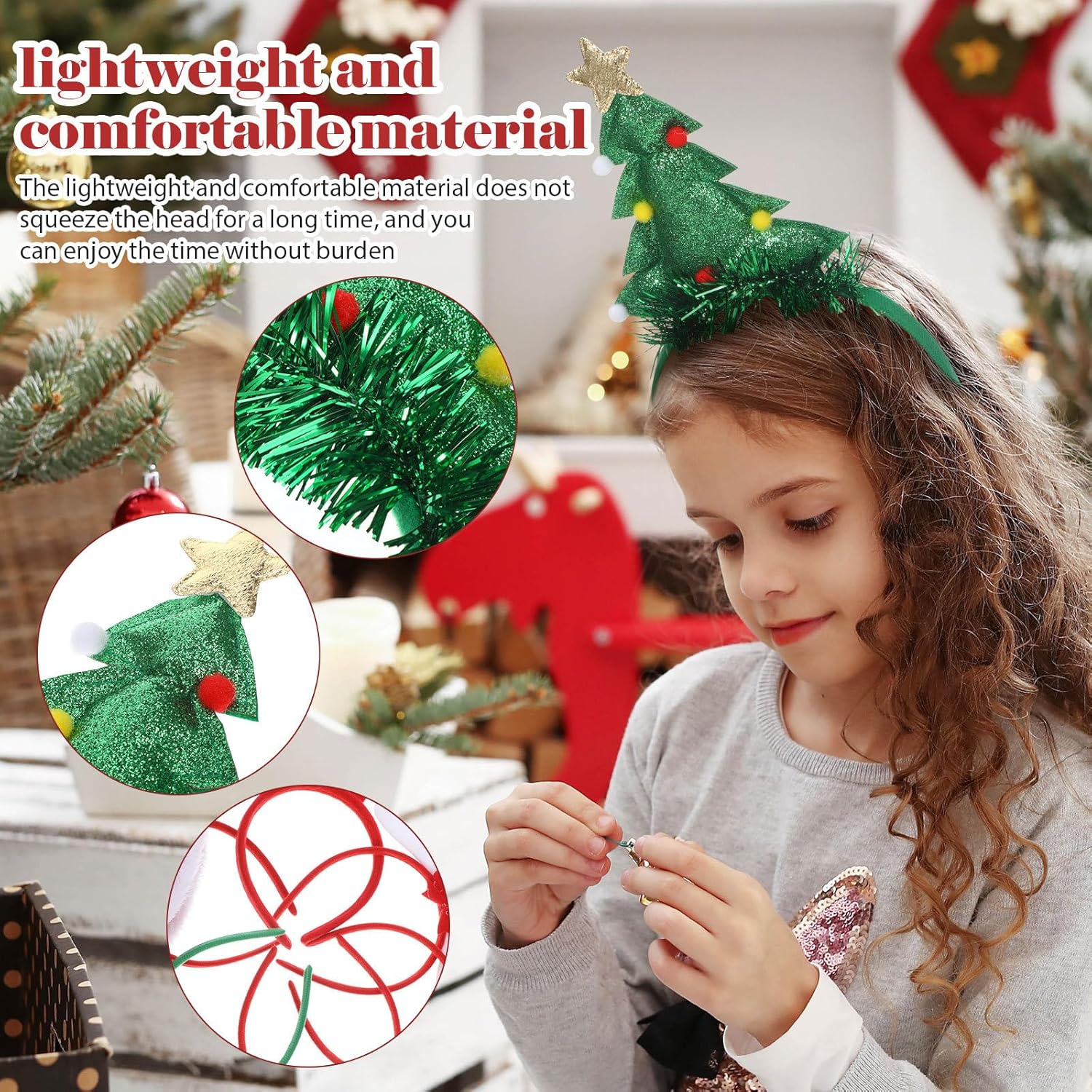 JECOMPRIS Pack of 6 Christmas Headbands: Sweet Christmas Headwear Set for Women and Girls for Christmas Parties, Photo Booth Accessories image number 3