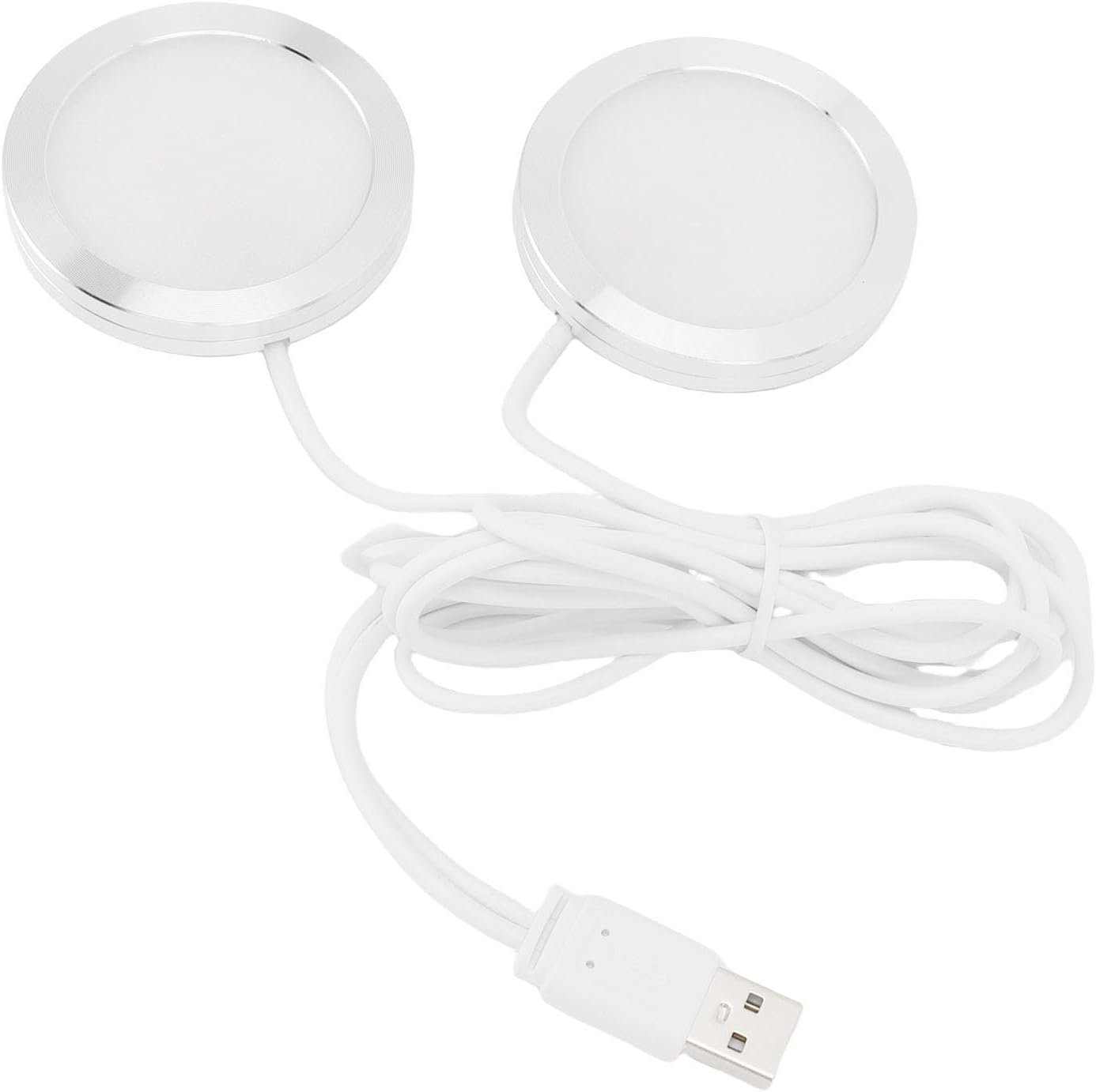 ASHATA 5V USB Dual Head LED Spotlight, Mini Ultra Slim under Counter Light Jewelry Display Lighting Model Display Lamp with 3.9Ft Cable, for Ceiling, Bedroom, Kitchen, Cabinet image number 1