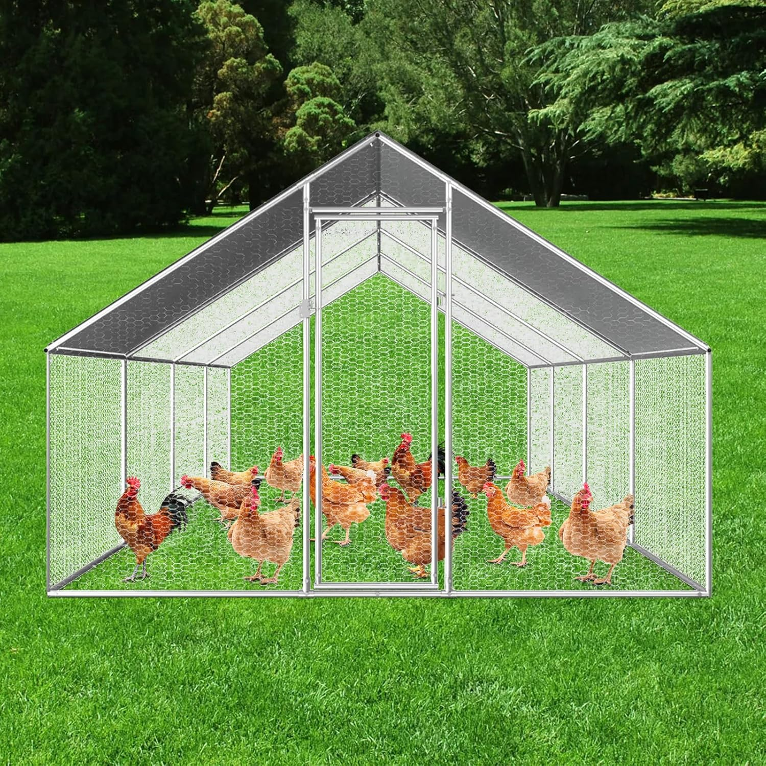 Chicken Coop Large Rabbit Hutch Pet Cage, Walk in Poultry House Coops Hen Run Ferret Habitat Farm Enclosure,2.75 X 8 X 1.92 M image number 5