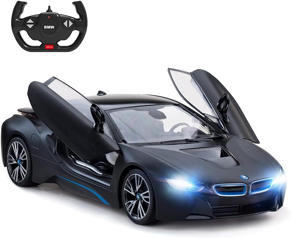 RASTAR BMW Remote Control Car, 1/14 BMW I8 RC Toy Model Vehicle for Kids, Open Doors by RC - Matt Black image number 1