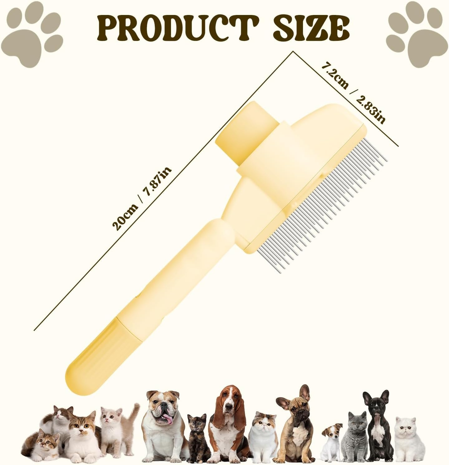 Fellblitz Brush, Pack of 2 Paw Moon Brush, Cat Brush, Self-Cleaning Cat Brush, Flea Comb for Cats for Removing Matte Hair, for Long and Short Hair Care (1 Yellow 1 Green) image number 2