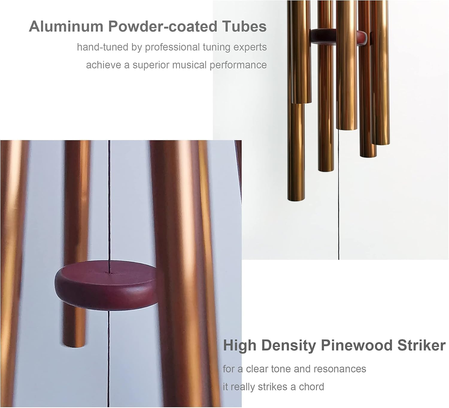 Wind Chimes for Outside, 35 Inch 6 Rustproof Aluminum Tubes Large Deep Tone Memorial Wind Chimes, Premium Chime Perfect for Patio, Porch, Garden, or Backyard (35 Inch) image number 3