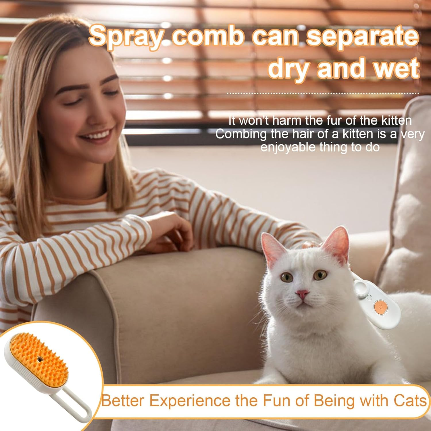 SUFANG 3 in 1 Steam Brush for Cats and Dogs, Reduces Hair Loss and Enhances Coat Health Shine image number 3