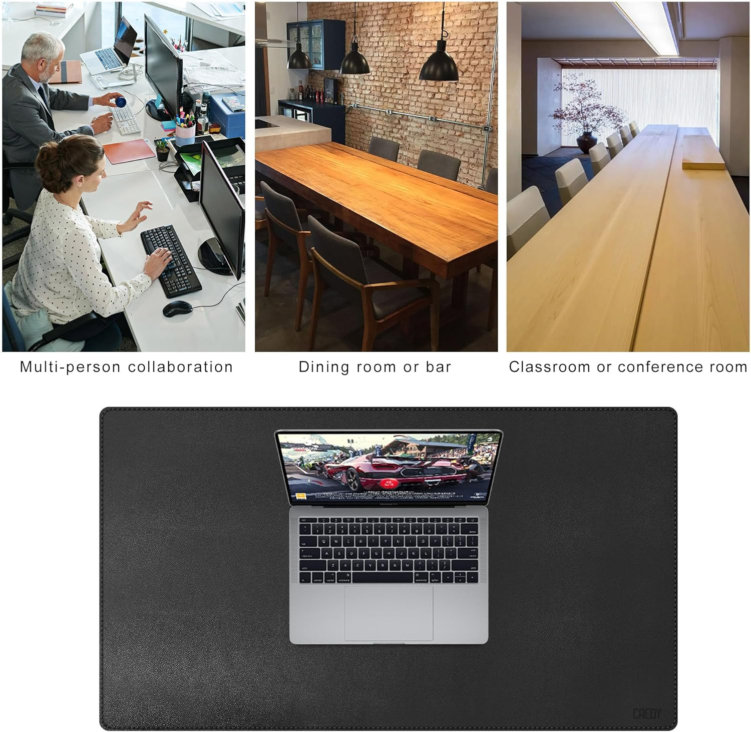 Cacoy Leather Desk Pad, 90X50Cm Waterproof Desk Mats on Top of Desks, Large Gaming Keyboard Mouse Pad, Black image number 6