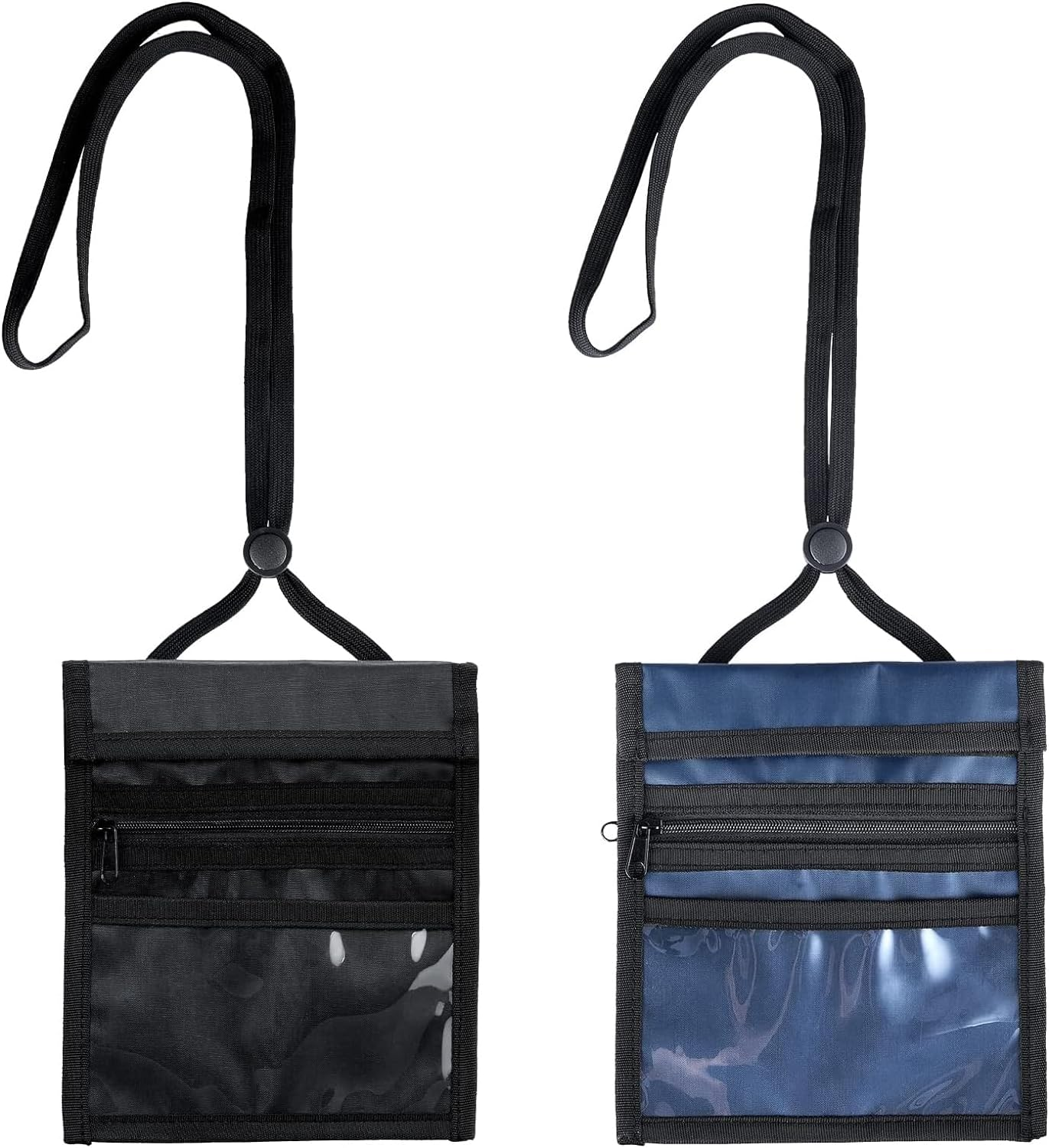 Wilsonzin Pack of 2 Children'S Wallet, Chest Bag, Shoulder Bag, Travel Purse, Bag, Shoulder Bag, Chest Bag for Passport, Credit Cards, Mobile Phone (Black/Blue), Black, Modern