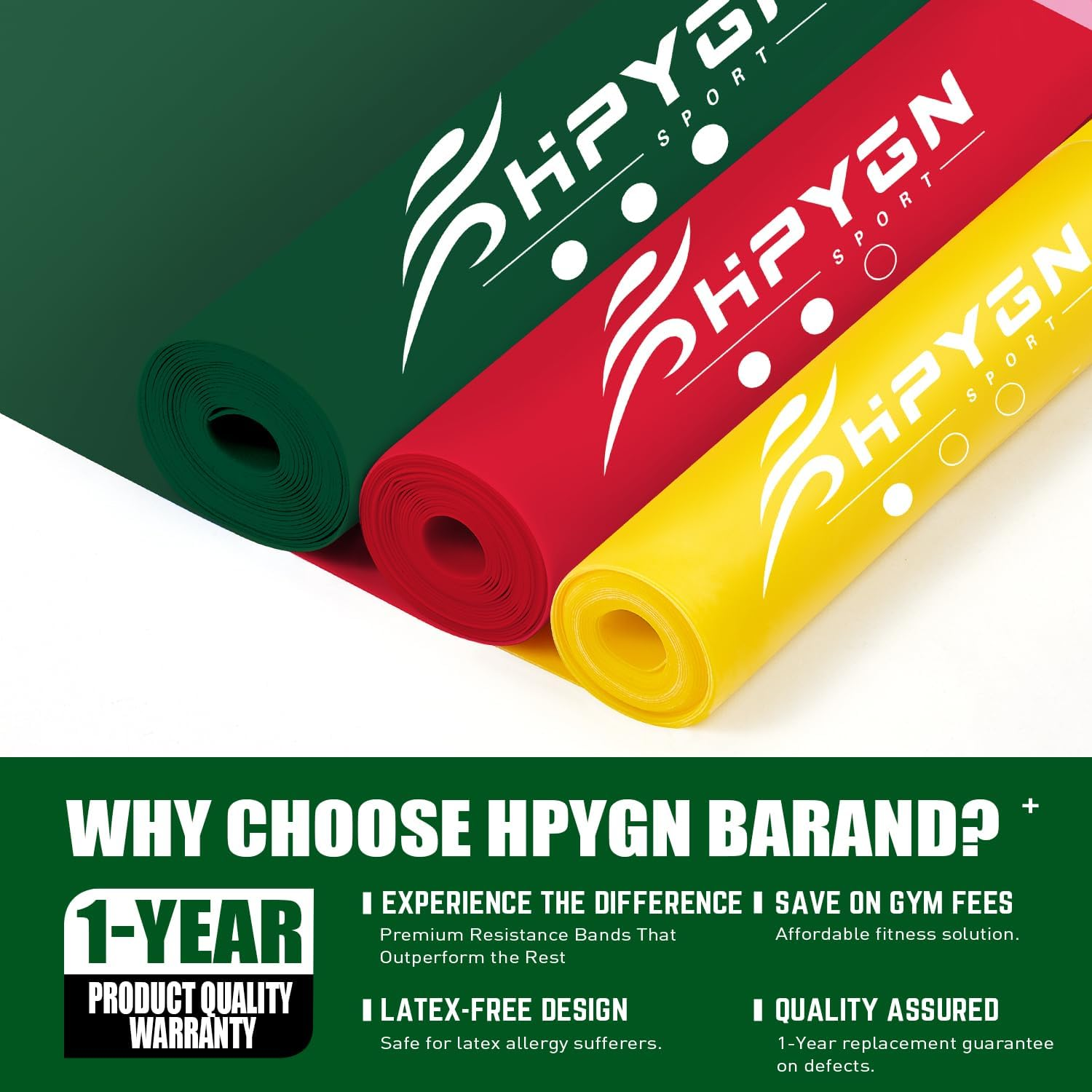 Resistance Bands, HPYGN Exercise Bands, Fitness Bands for Physical Therapy, Strength Training, Yoga, Pilates, Stretching, Non-Latex Elastic Bands with Different Strengths,Workout Bands for Home image number 3