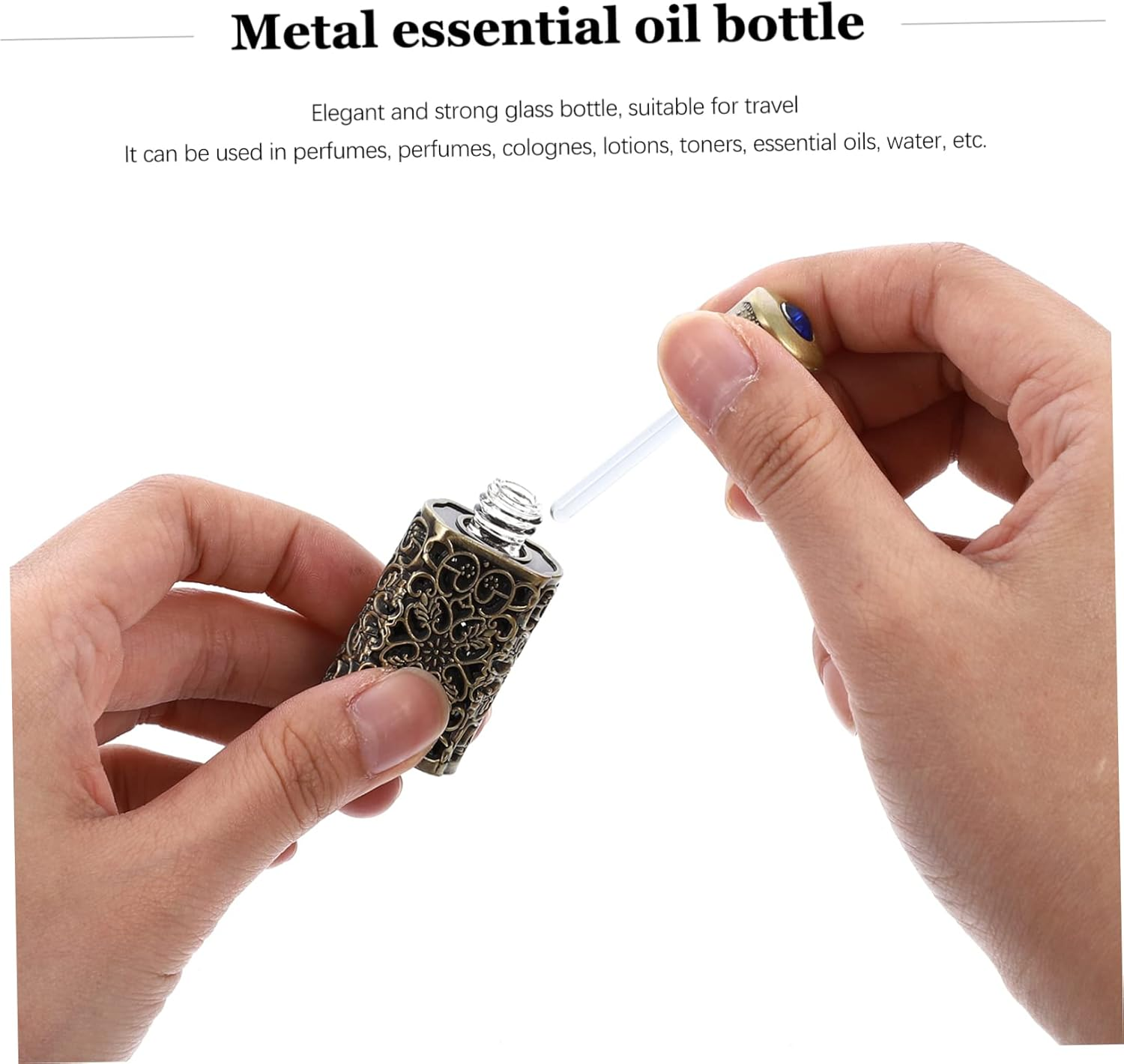 2Pcs 3Ml Essential Oil Perfume Bottle Mini Spray Bottle Travel Portable Leak-Proof Engraved Metal Glass image number 5