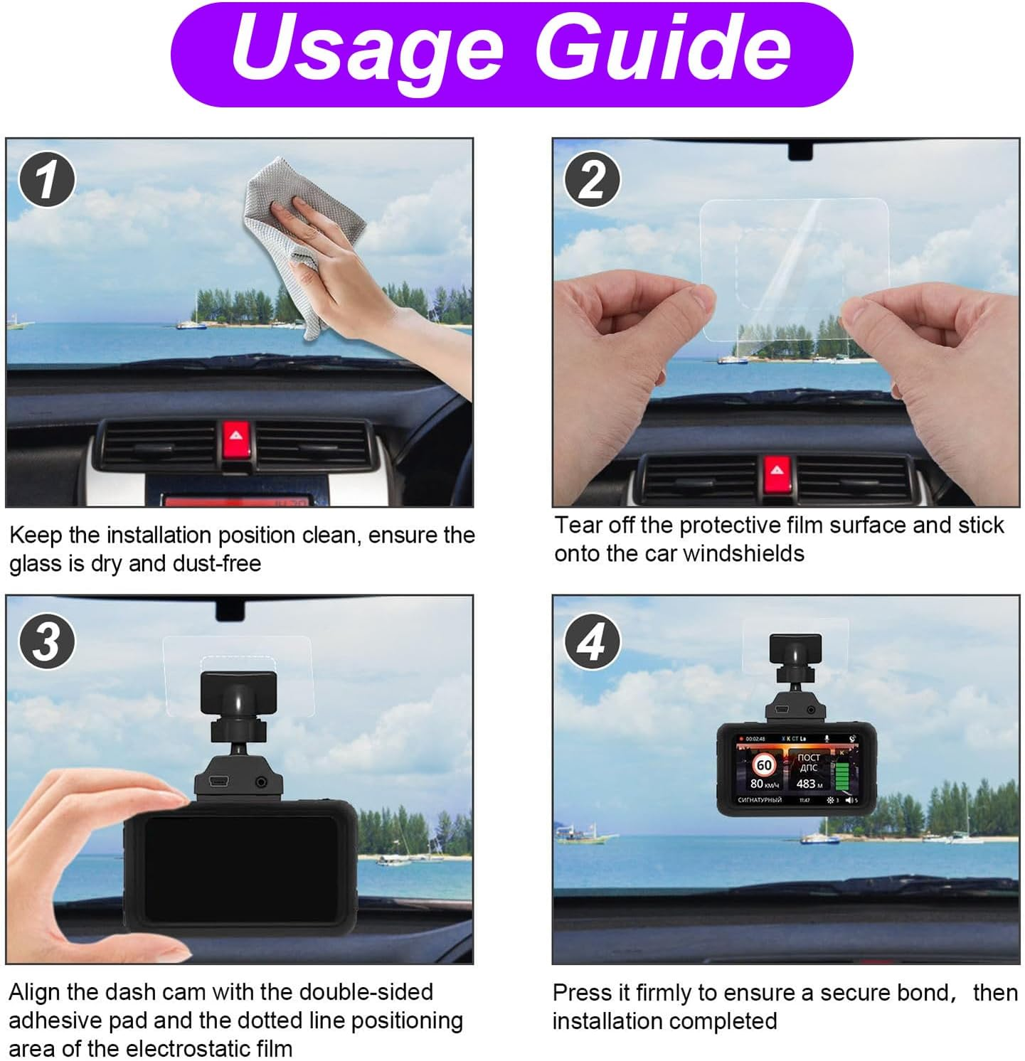 MAEZOE 8PCS Windshield Electrostatic Stickers for Dash Cam, Premium Adhesive Reflective Static Window Sticker Shield for Windshields, Scratch-Proof & Residue-Free Car Shield Decal for Mounting Dashcam image number 5