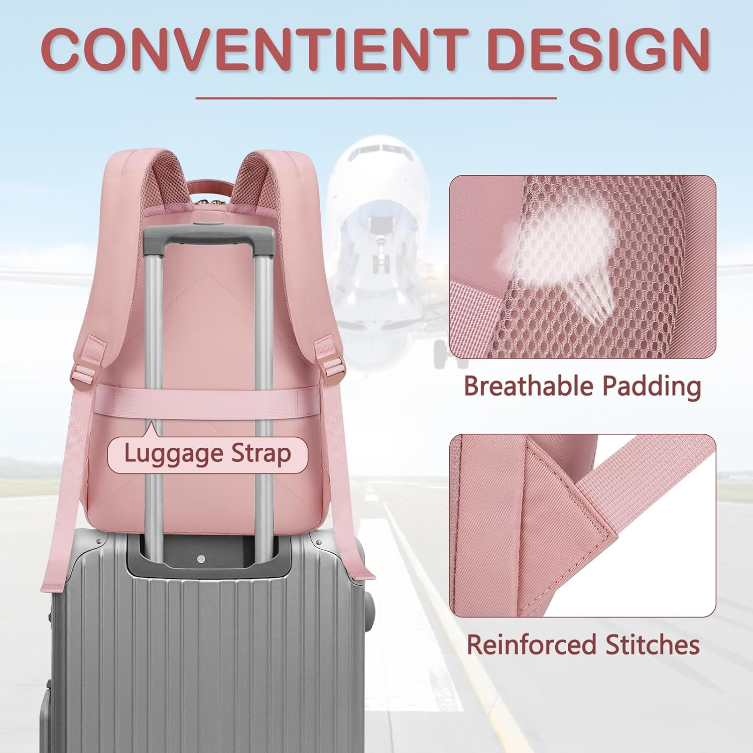 Laptop Backpack for Women 15.6 Inch Travel Backpack with USB Port, Lightweight School Backpack Waterproof Computer Bag for School Work Travel