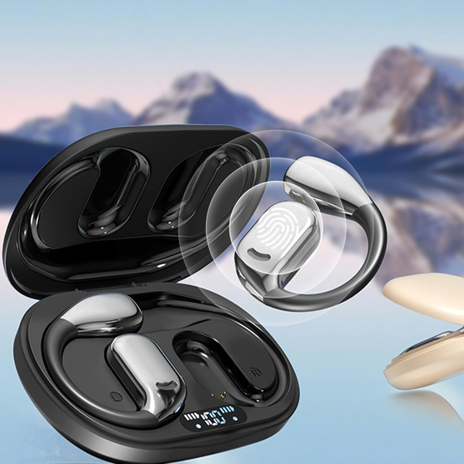 Q39 Ai Translation Clip-On Bluetooth Earphones, Q39 AI Earbuds Translate, Supporting Language Translation for over 134 Countries, Built-In Music & Call, for Travel Business (Beige) image number 3