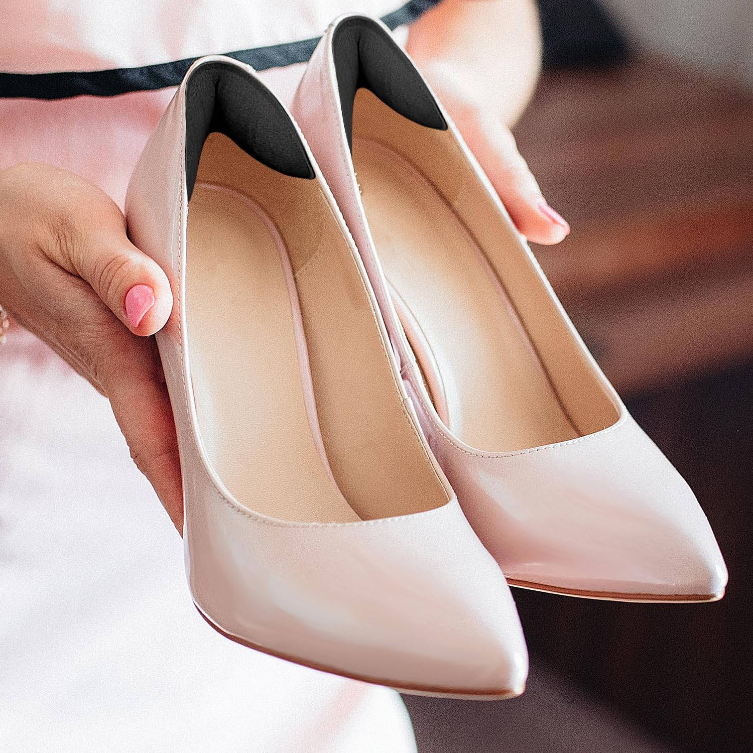 Heel Grips for Shoes That Are Too Big - Shoe Inserts for Women & Men, Non-Slip Heel Pads with Cushioning, Blister Prevention Liner for Loose Shoes, Gap Filler Comfort Accessories (Black, 4 Pairs)