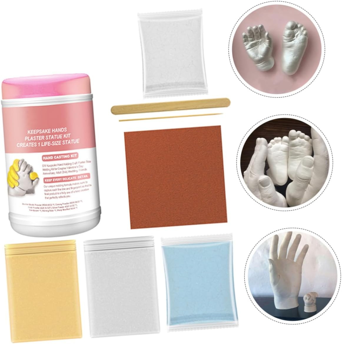 Tofficu DIY 3D Hand Casting Kit for Couples and Babies Pink Plaster Hand and Footprint Keepsake Moulding Set for Family Craft Projects image number 6