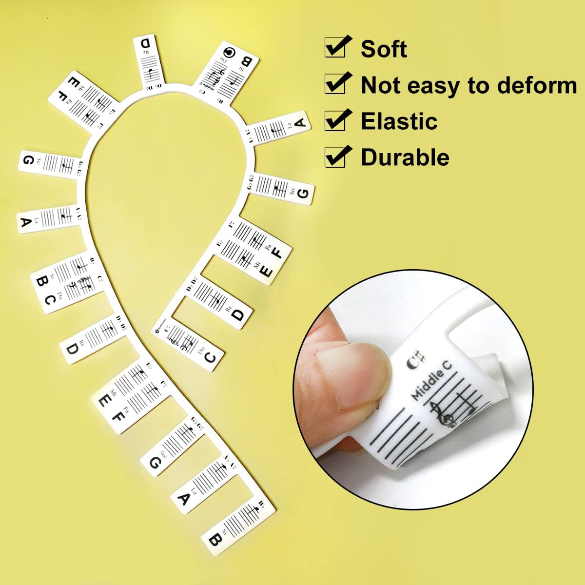 Vitoler Removable Piano Keyboard Note Labels,88 Keys Piano Keyboard Stickers,Silicone Keyboard Stickers for Beginners image number 2