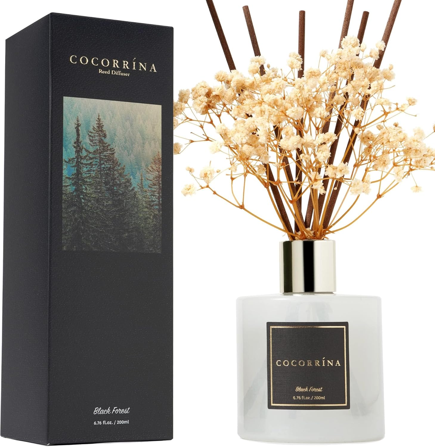 Cocorr&iacute;na Reed Diffuser Sets, 6.7 Oz Black Forest Diffuser with Sticks Home Fragrance Reed Diffuser for Bathroom Shelf Decor image number 1