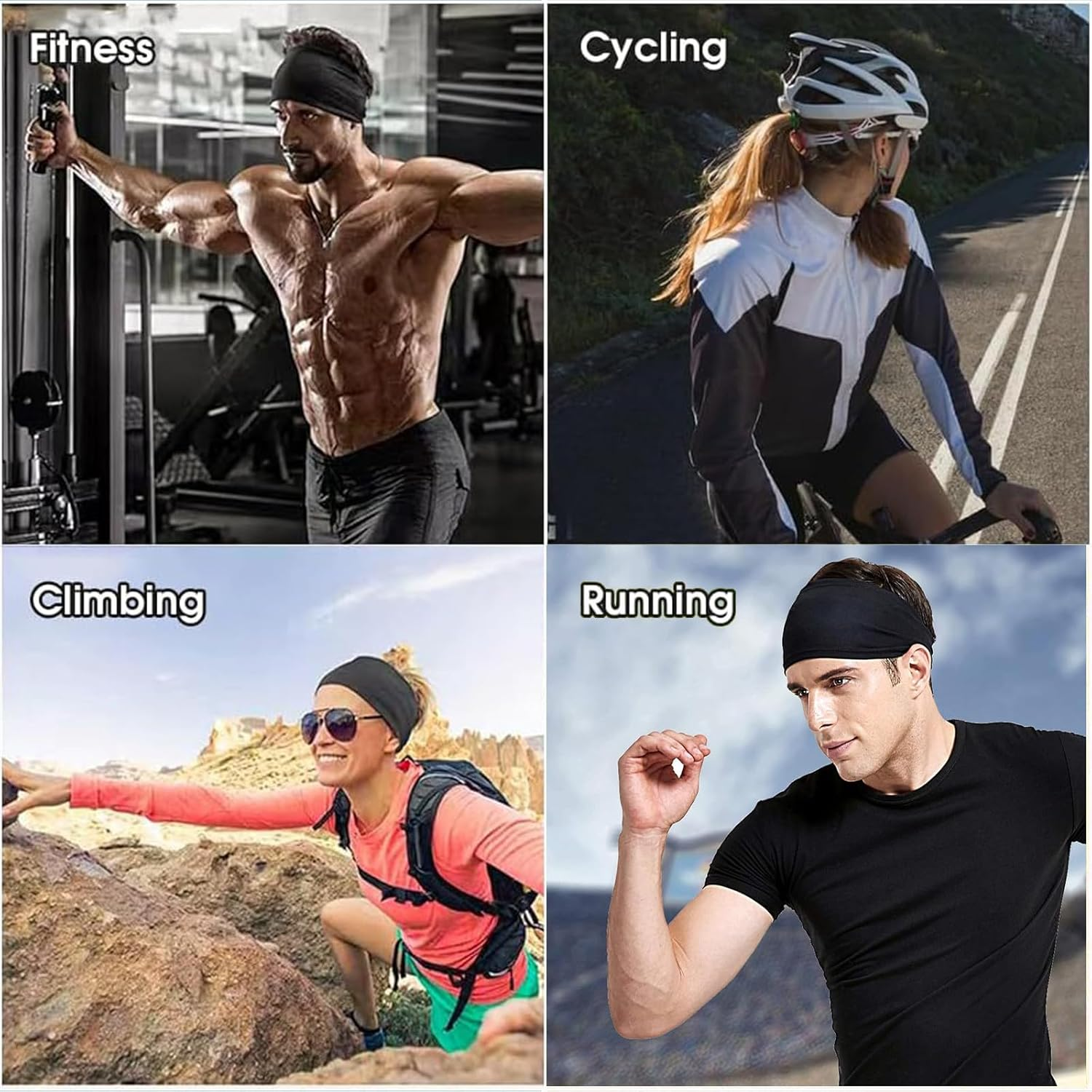 RIBHNXHI Workout Headband for Women Sports Running Exercise Wide Headband Gym Hairband Athletic Thick Non Slip Yoga Sweatband Fitness Headband for Women