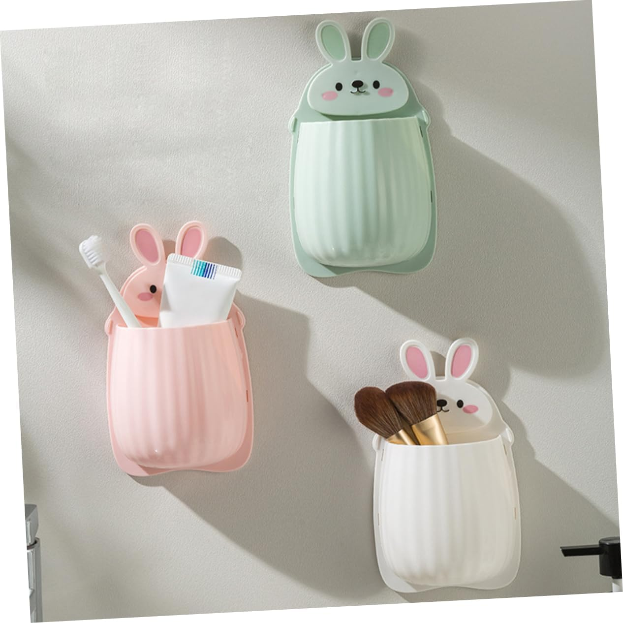 5Pcs Toothbrush Organizer Wall Mount No Drilling Storage Box for Toothpaste Remotes Wall Mount Basket for Home Bathroom image number 4