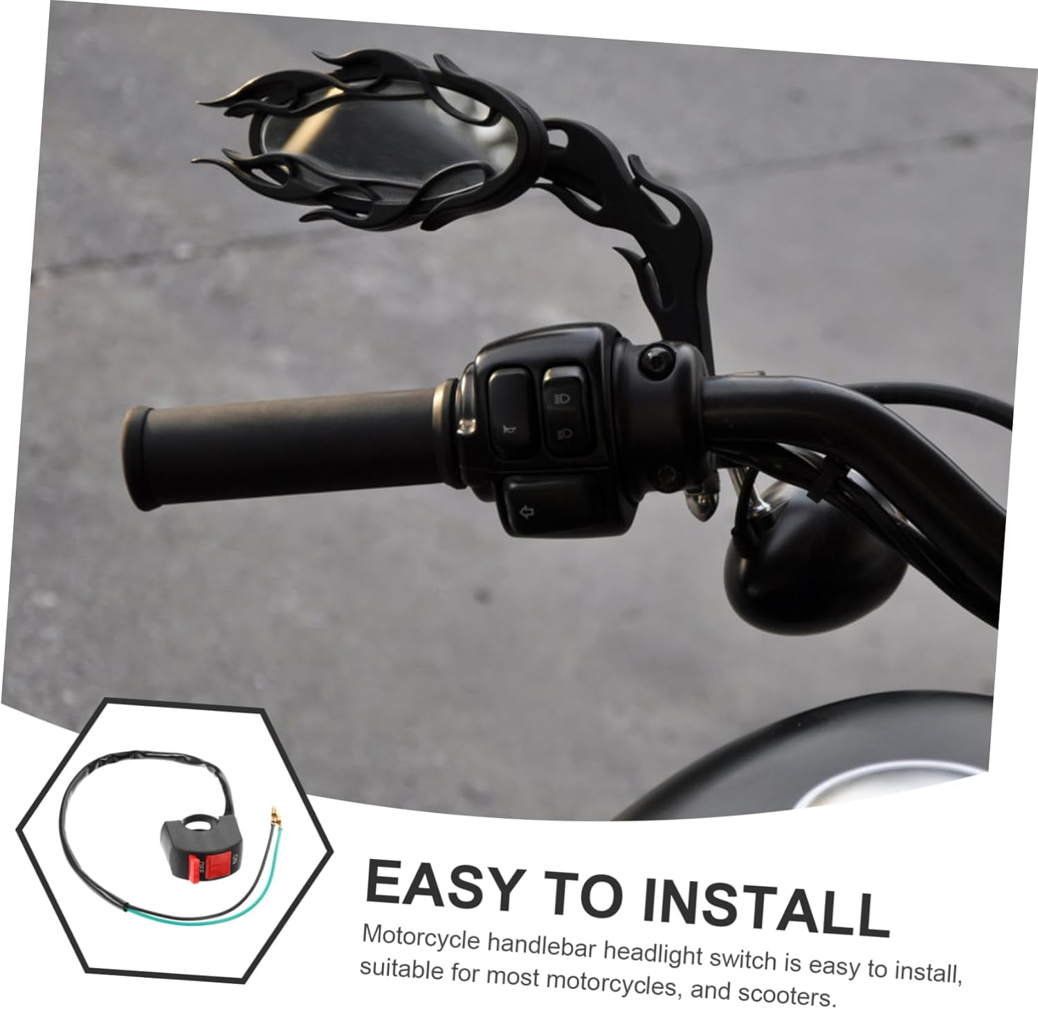 Mikinona Modified Switch for Motorcycle Handlebar Toggle Switch Led Headlight Compatible for Motorbike Lighting Control image number 3