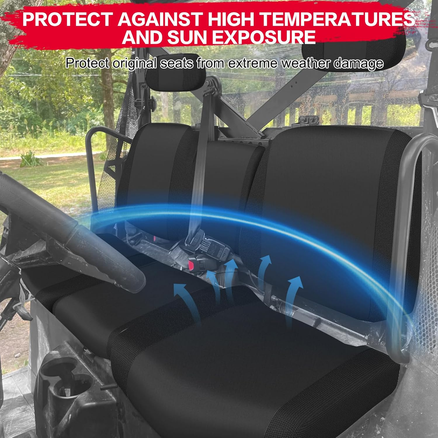 Smotrcc Ranger 1000 Seat Covers with Headrest Covers - Waterproof PU Coatin Compatible with Polaris Ranger 1000/Ranger XP 1000/Ranger Crew XP 1000 2017-2023, Black UTV Seat Covers image number 1