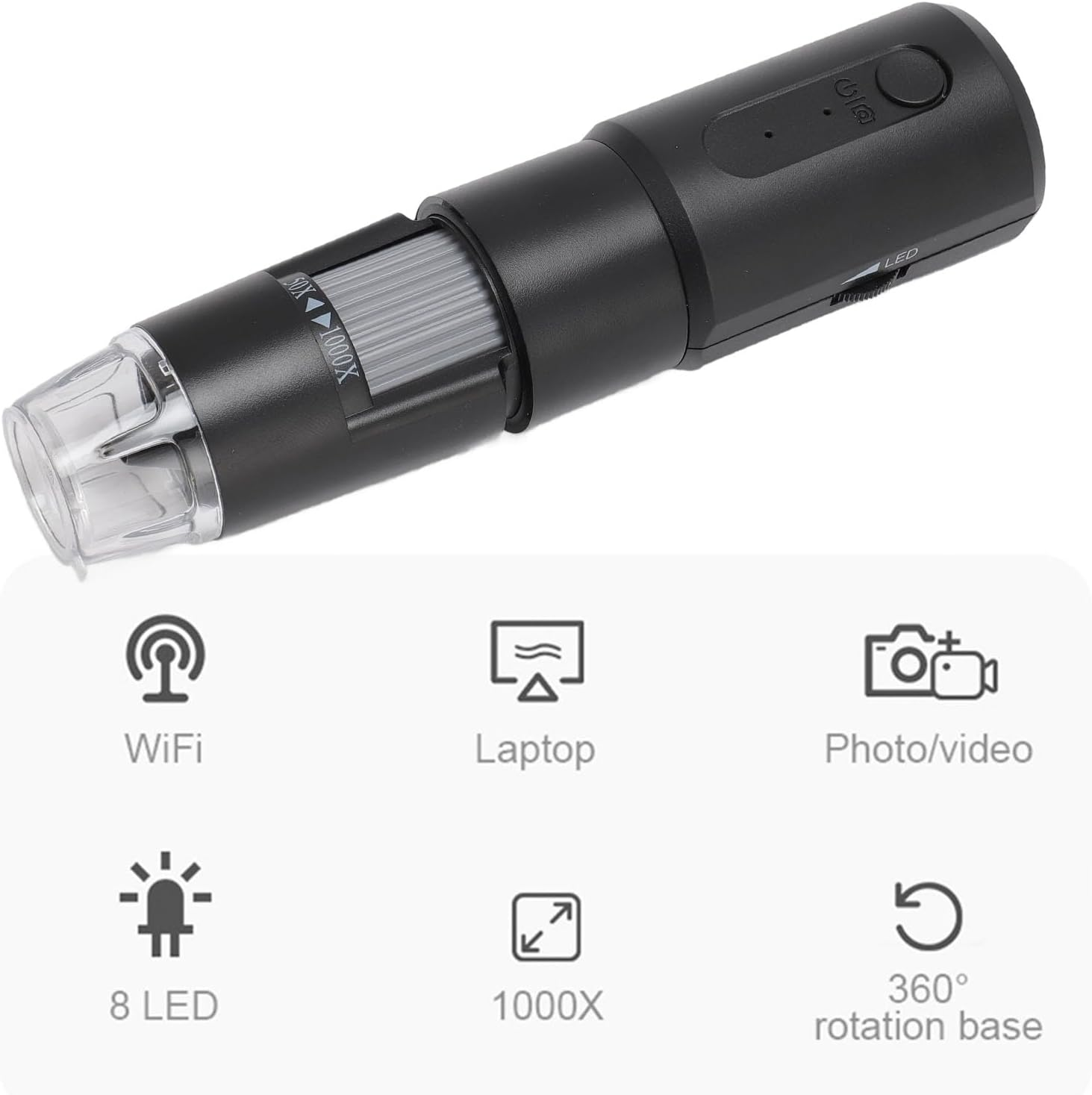 Wireless Digital Microscope, 50X to 1000X Magnification Portable Wifi Handheld Digital Microscope with 8 Leds, Compatible with Android 4.4, Ios 9.0, 7 8 10, OS X 10.8 or Higher image number 3