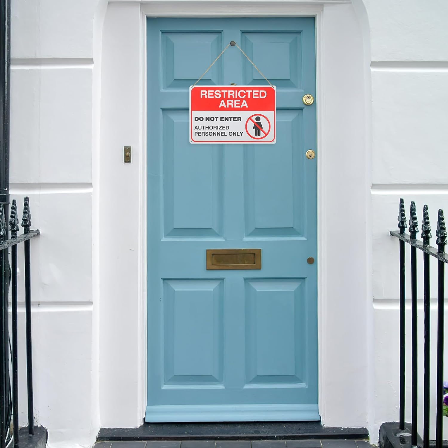 Gatuida Do Not Enter Warning Sign - Iron Safety Caution Sign For, Garden, Office, Indoor Outdoor Use, 11.8" X 7.9" image number 6