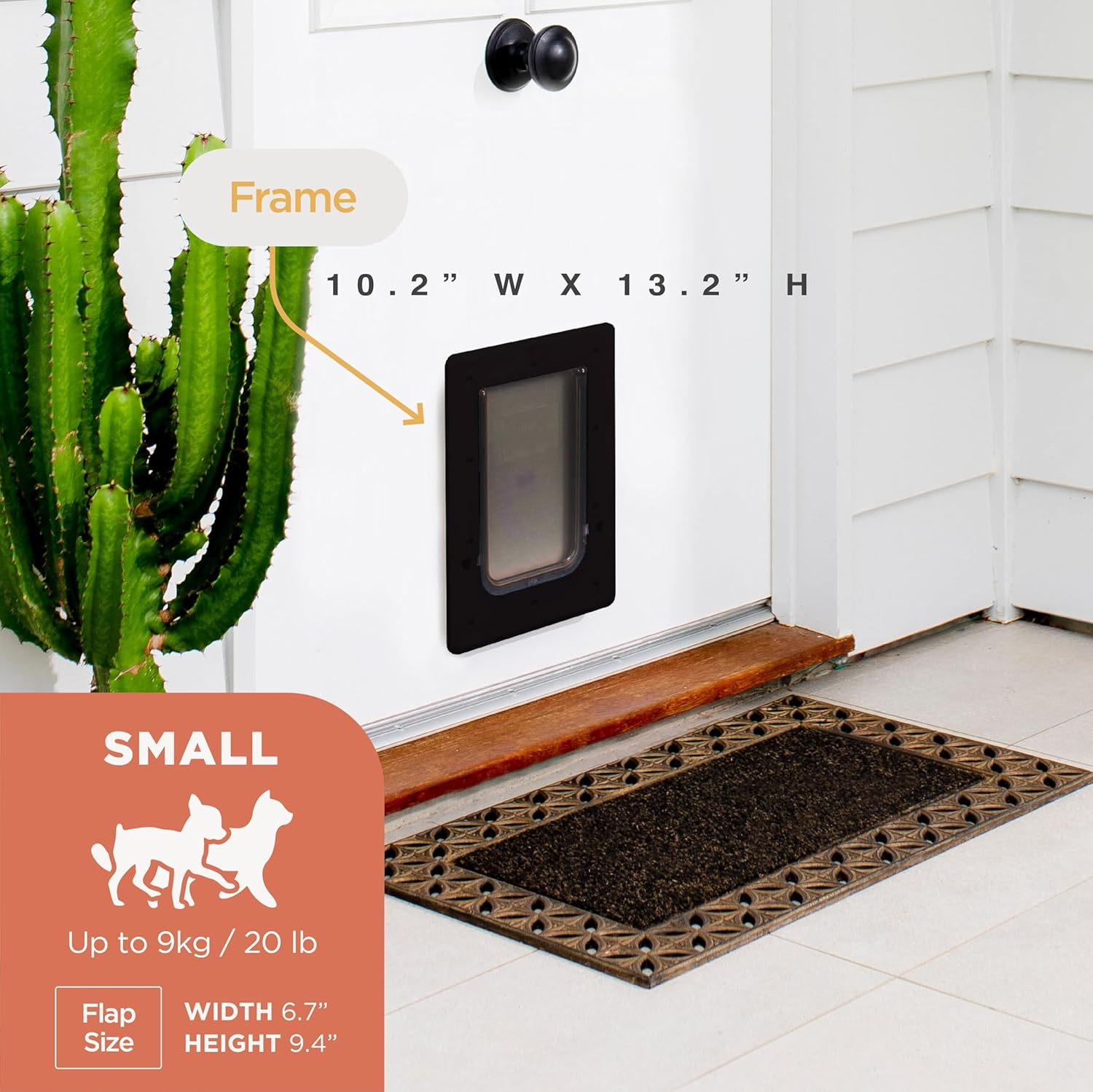 Hakuna Pets Super Tough Pet, Cat and Dog Door with 2-Way Locking Panel for Screens, Doors, Walls and Glass up to 2.17" Thick, Small, Black image number 6