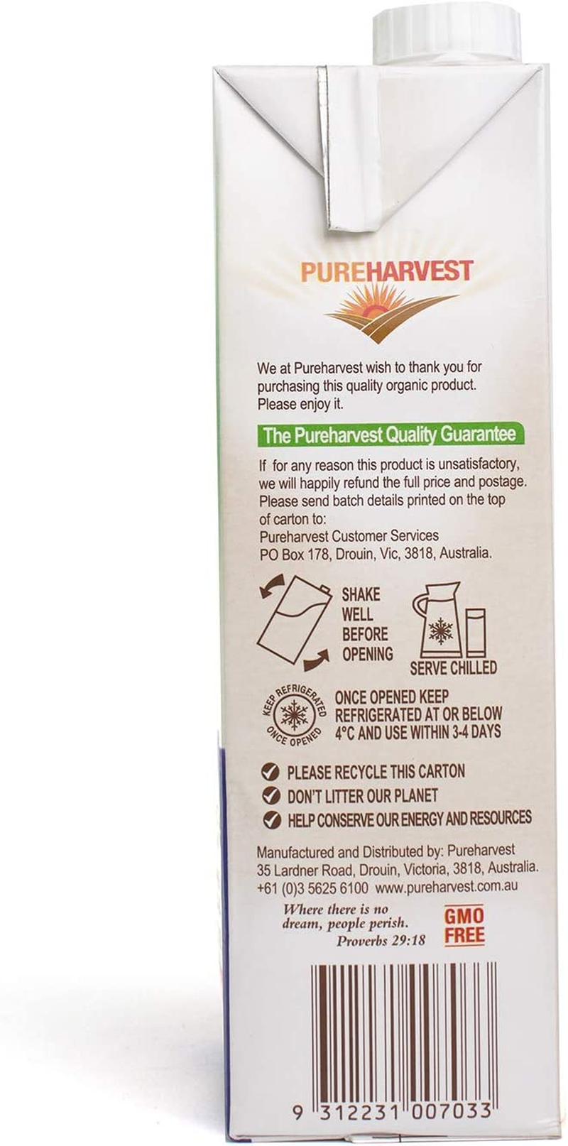 Pure Harvest Aussie Dream Organic Unsweeetened Rice Milk 1 Litre image number 3