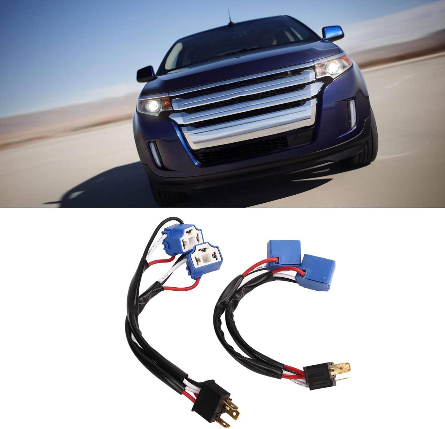 Grcfumo 2Pcs H4 9003 Wire Harness, Nylon and PVC 2 Way Splitter Headlight Wires, Plug and Play Headlight Conversion Cable Wire for Truck Pickup LED Wire Cable Plug