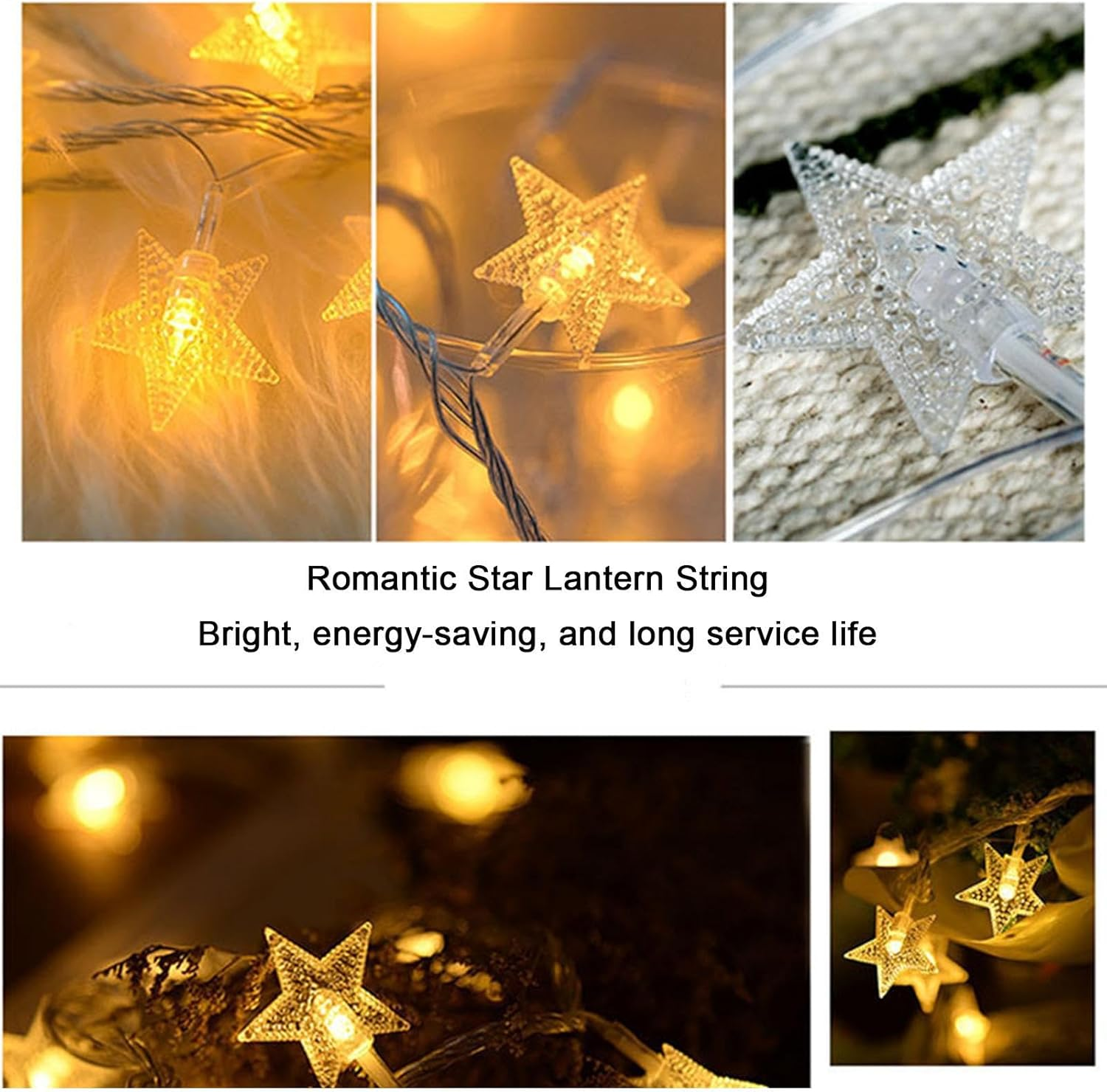 Star Fairy Lights - 20 Led Christmas Star Lights | Waterproof Lighting 9.85Ft String for Window Indoor Holiday Classroom Patio Wall Dorm Tree Tent Canopy Bunk Bed Ceiling Living Room image number 3