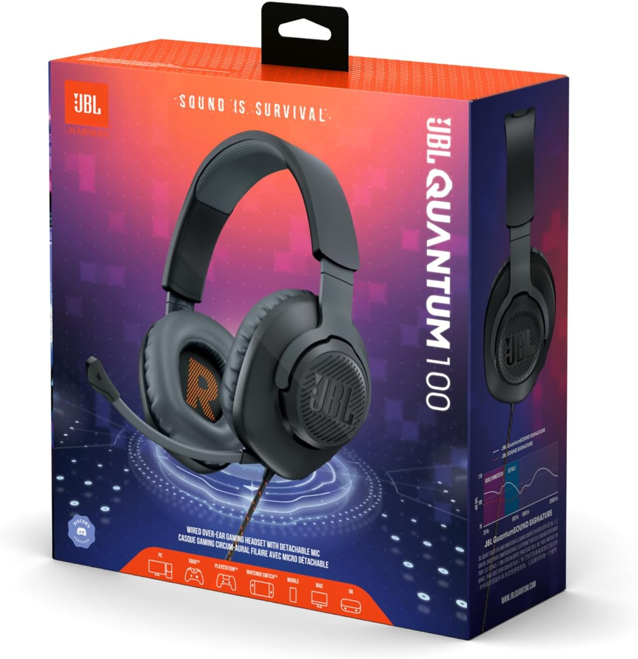 JBL Quantum 100 Wired Gaming Headset Black image number 3